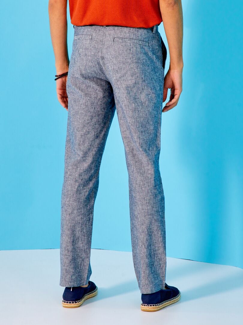 Pantalon chino slim avec lin Bleu - Kiabi