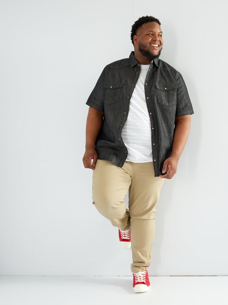 Pantalon chino slim beige chiné - Kiabi