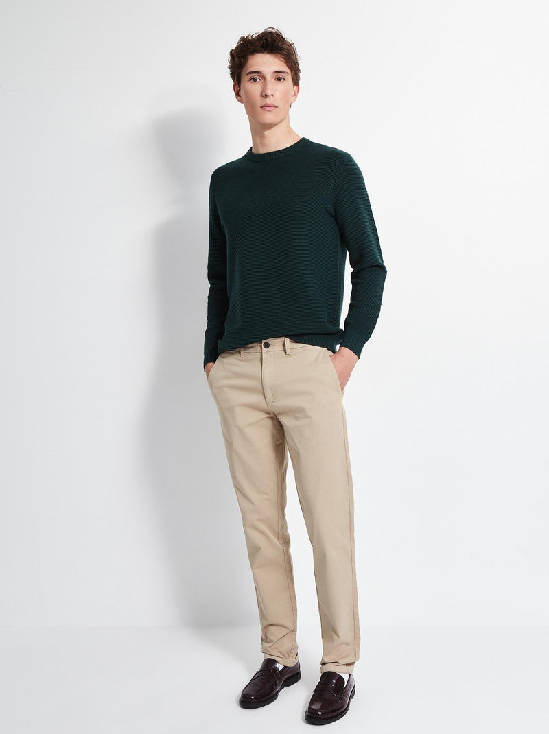 Pantalon chino slim Beige - Kiabi