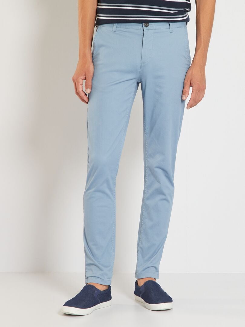 Pantalon chino slim bleu denim - Kiabi