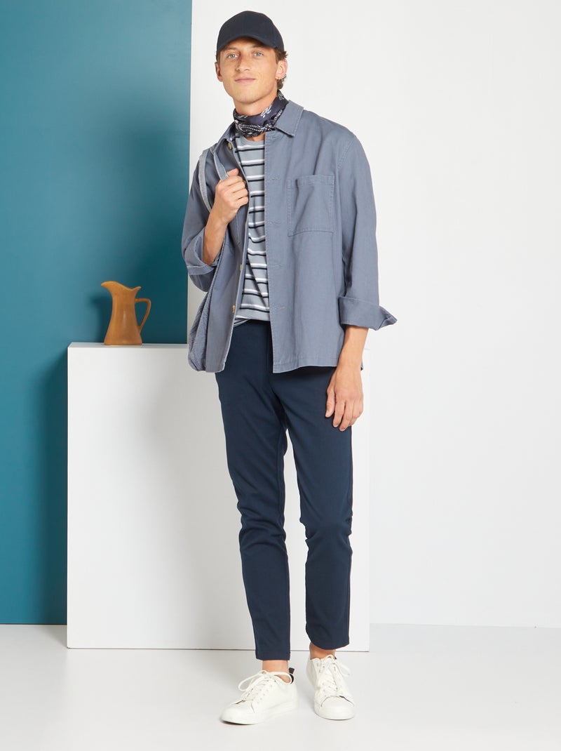 Pantalon chino slim bleu marine - Kiabi