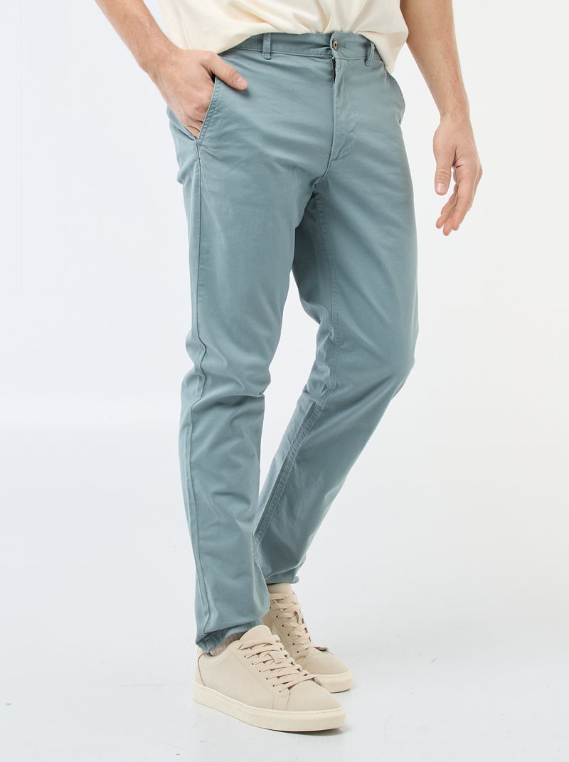 Pantalon chino slim Bleu/vert - Kiabi