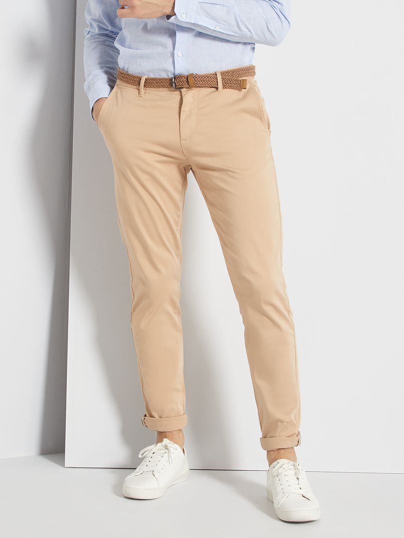 pantalon ceinture beige