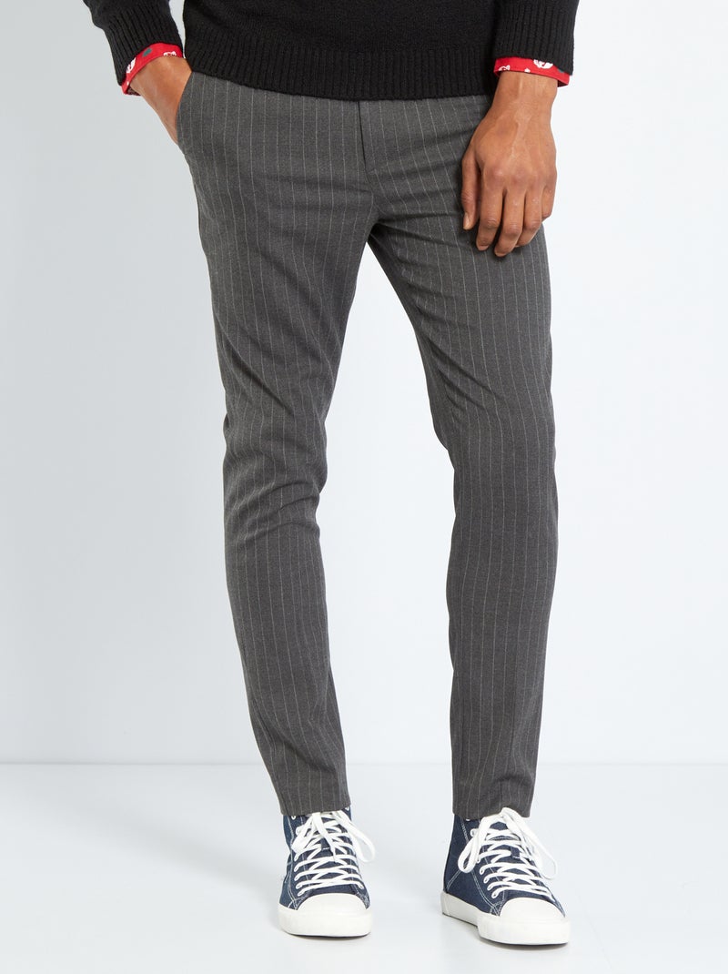 Pantalon chino slim effet lainage gris foncé - Kiabi