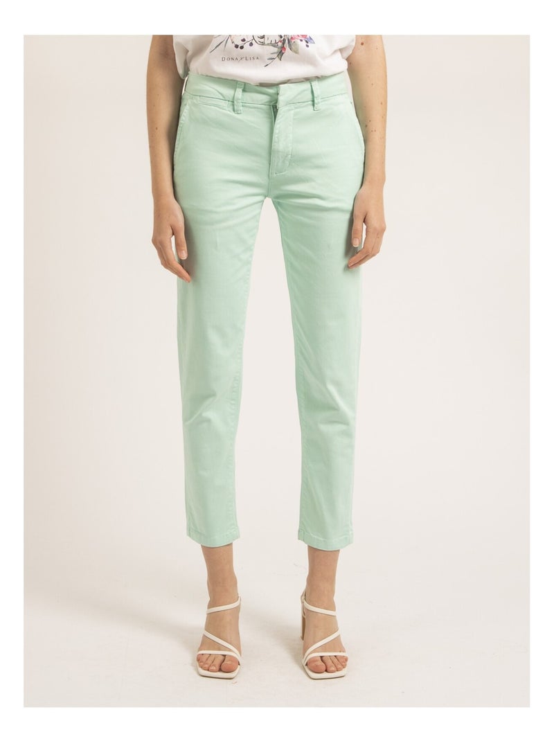 Pantalon chino slim EILYN Vert d'eau - Kiabi