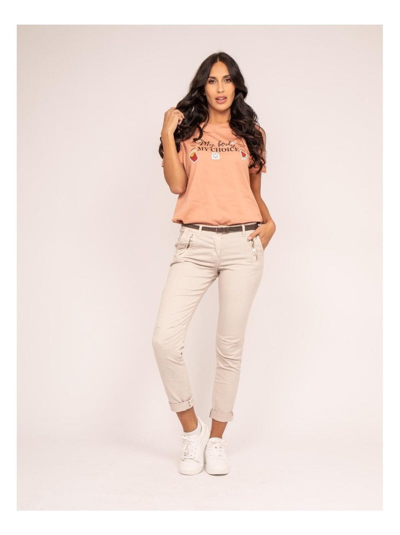 Pantalon chino slim ELLEN Beige - Kiabi