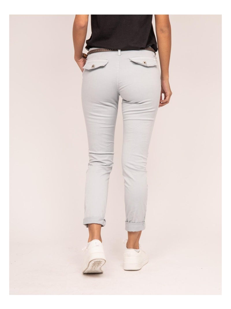 Pantalon chino slim ELLEN Gris - Kiabi
