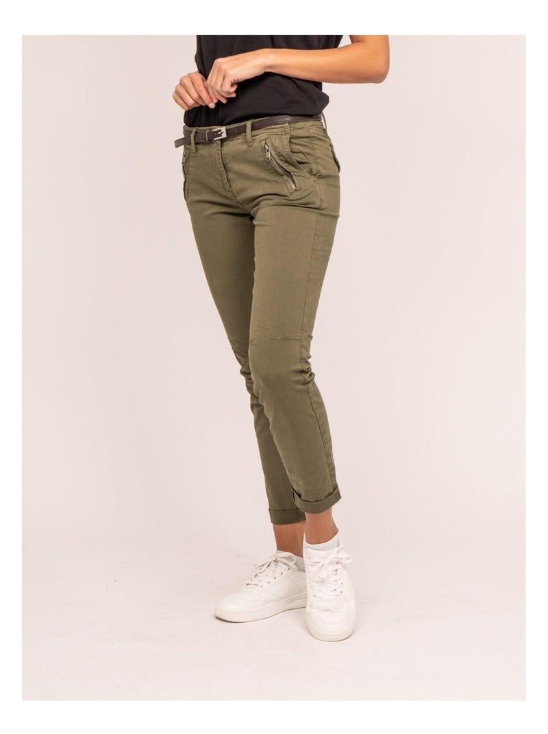 Pantalon chino slim ELLEN Kaki - Kiabi