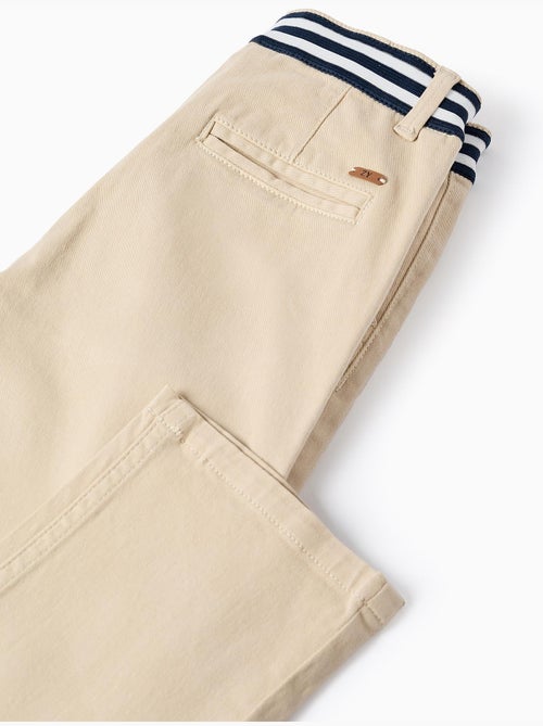 Pantalon chino slim en sergé avec bande rayée - Kiabi