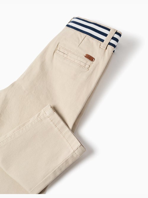 Pantalon chino slim en sergé avec bande rayée - Kiabi