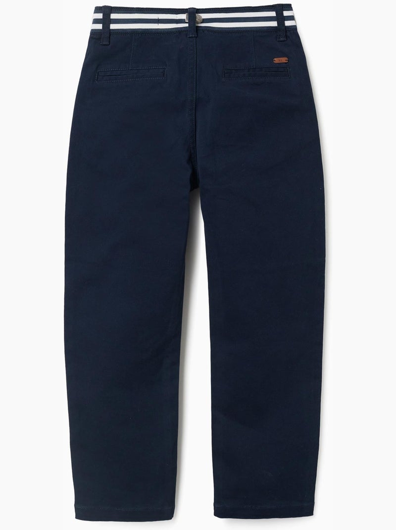 Pantalon chino slim en sergé avec bande rayée Bleu Bleu - Kiabi