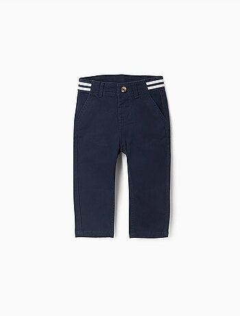 Pantalon chino slim en sergé avec bande rayée