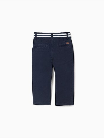 Pantalon chino slim en sergé avec bande rayée