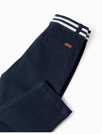 Pantalon chino slim en sergé avec bande rayée