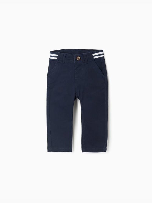 Pantalon chino slim en sergé avec bande rayée - Kiabi