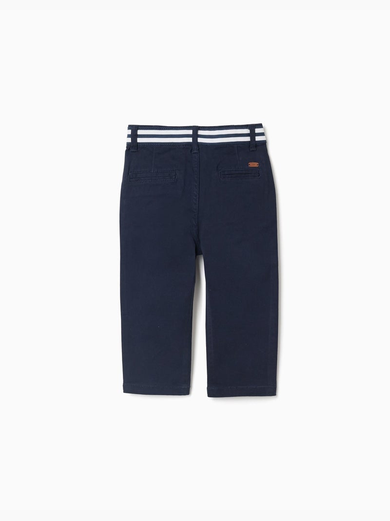 Pantalon chino slim en sergé avec bande rayée Bleu Bleu - Kiabi