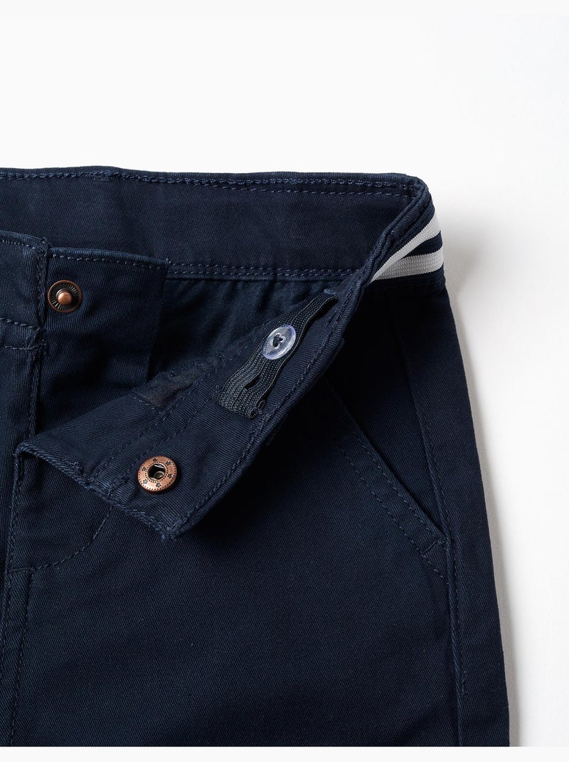 Pantalon chino slim en sergé avec bande rayée Bleu Bleu - Kiabi