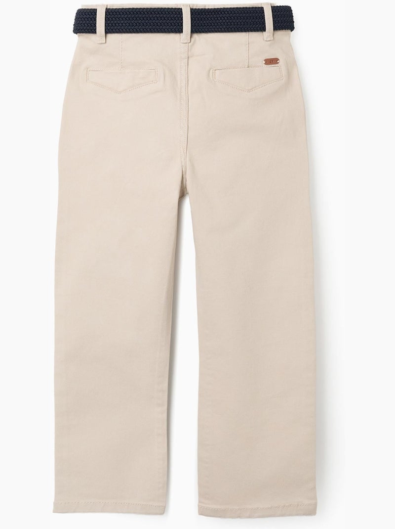 Pantalon chino slim en sergé avec ceinture Beige clair - Kiabi