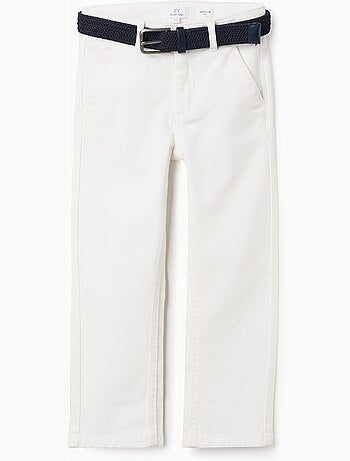 Pantalon chino slim en sergé avec ceinture