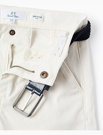 Pantalon chino slim en sergé avec ceinture
