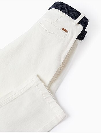 Pantalon chino slim en sergé avec ceinture