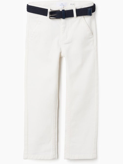 Pantalon chino slim en sergé avec ceinture - Kiabi