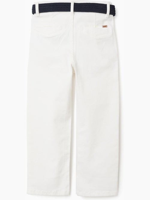 Pantalon chino slim en sergé avec ceinture - Kiabi