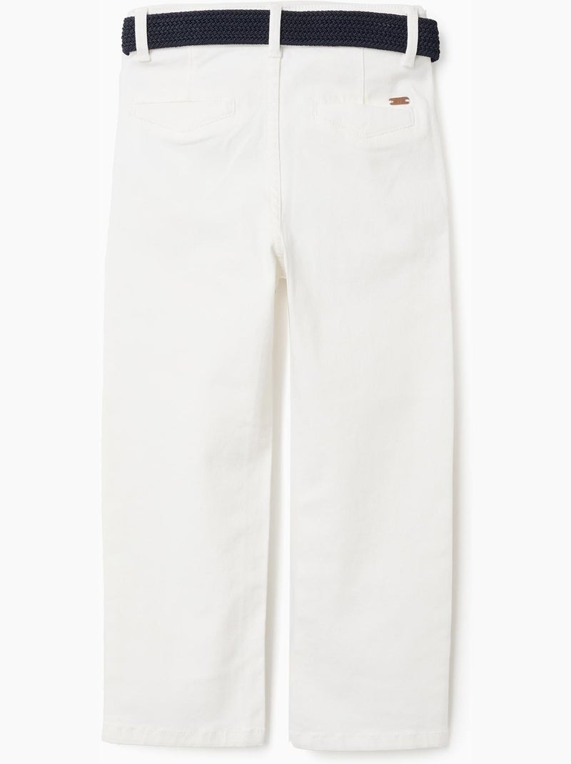 Pantalon chino slim en sergé avec ceinture Blanc - Kiabi