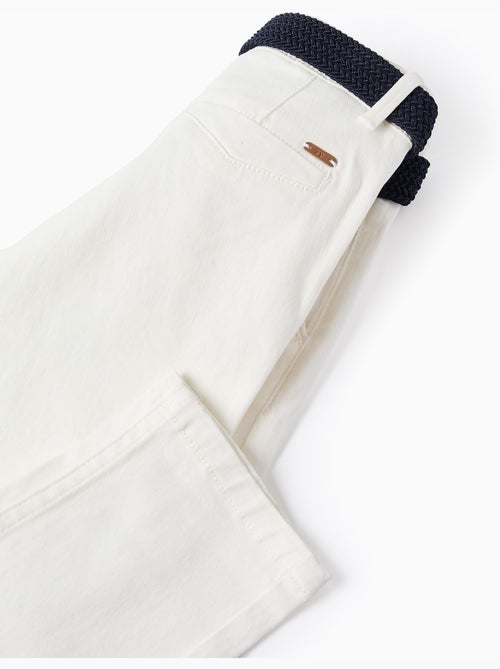 Pantalon chino slim en sergé avec ceinture - Kiabi