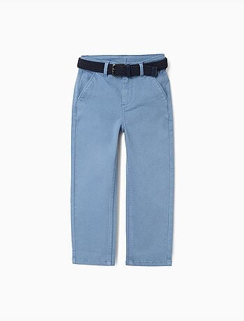 Pantalon chino slim en sergé avec ceinture