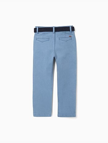 Pantalon chino slim en sergé avec ceinture