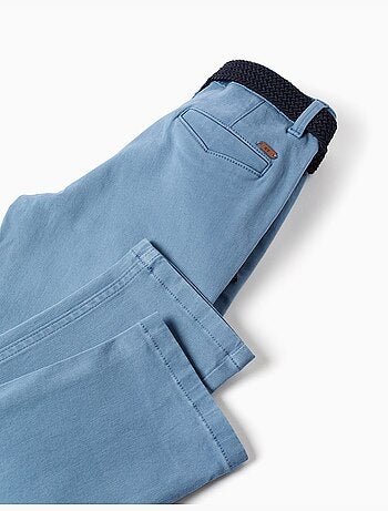 Pantalon chino slim en sergé avec ceinture