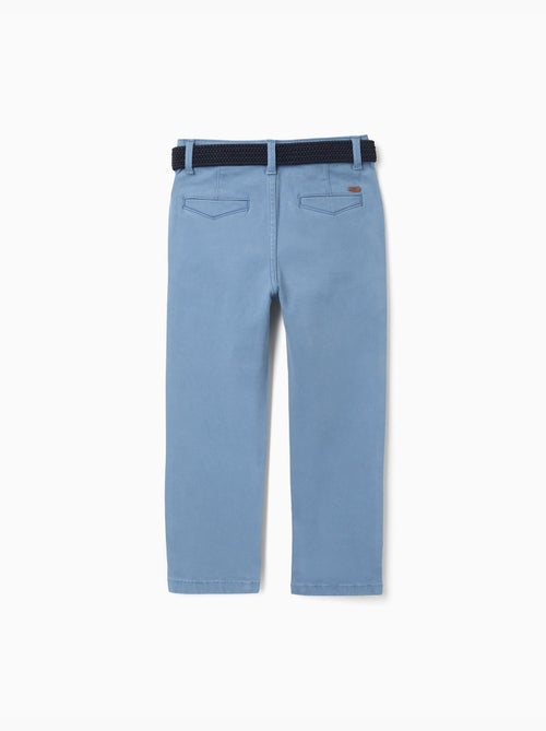 Pantalon chino slim en sergé avec ceinture - Kiabi
