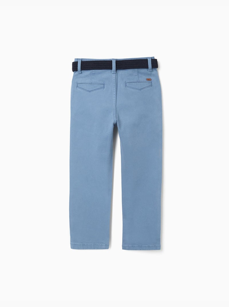Pantalon chino slim en sergé avec ceinture Bleu Bleu - Kiabi