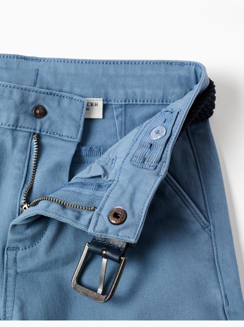 Pantalon chino slim en sergé avec ceinture - Kiabi