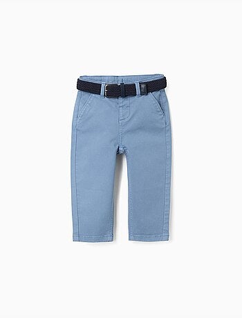 Pantalon chino slim en sergé avec ceinture