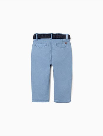 Pantalon chino slim en sergé avec ceinture