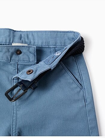 Pantalon chino slim en sergé avec ceinture