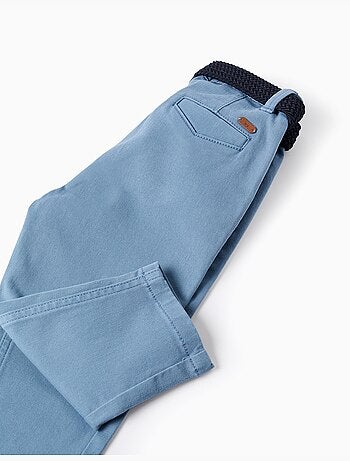 Pantalon chino slim en sergé avec ceinture