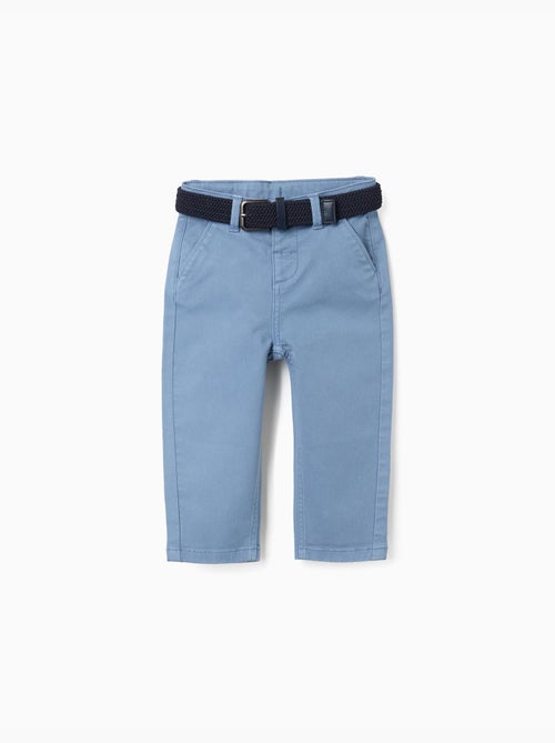 Pantalon chino slim en sergé avec ceinture - Kiabi