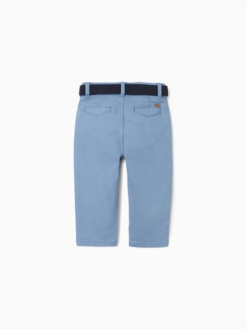Pantalon chino slim en sergé avec ceinture - Kiabi