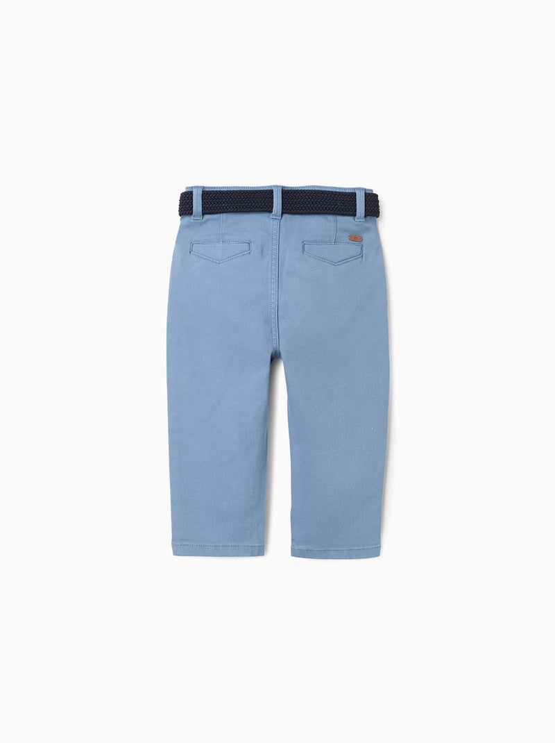 Pantalon chino slim en sergé avec ceinture Bleu Bleu - Kiabi