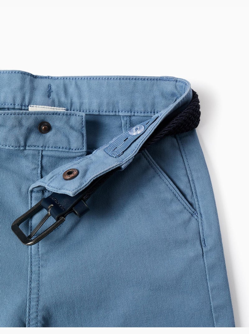 Pantalon chino slim en sergé avec ceinture Bleu Bleu - Kiabi