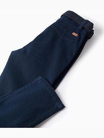 Pantalon chino slim en sergé avec ceinture