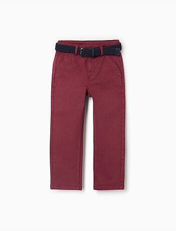 Pantalon chino slim en sergé avec ceinture