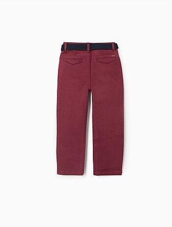 Pantalon chino slim en sergé avec ceinture