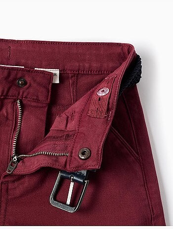 Pantalon chino slim en sergé avec ceinture