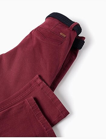 Pantalon chino slim en sergé avec ceinture