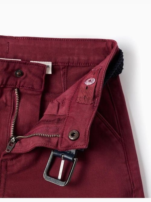 Pantalon chino slim en sergé avec ceinture - Kiabi