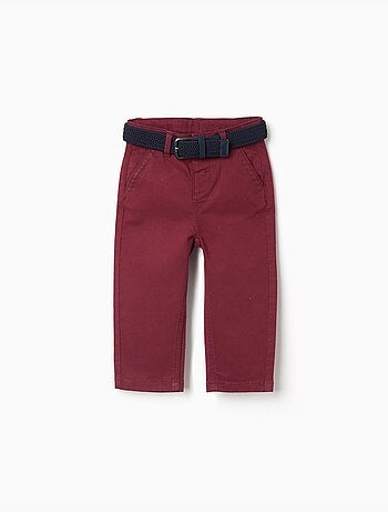 Pantalon chino slim en sergé avec ceinture